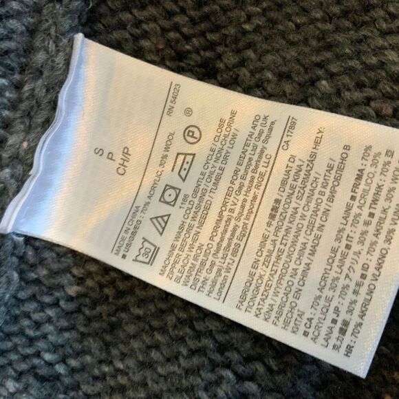 Banana Republic Grey Full-Zip Collarless Ribbed Knit Long Sleeve Sweater Size S - Picture 12 of 12